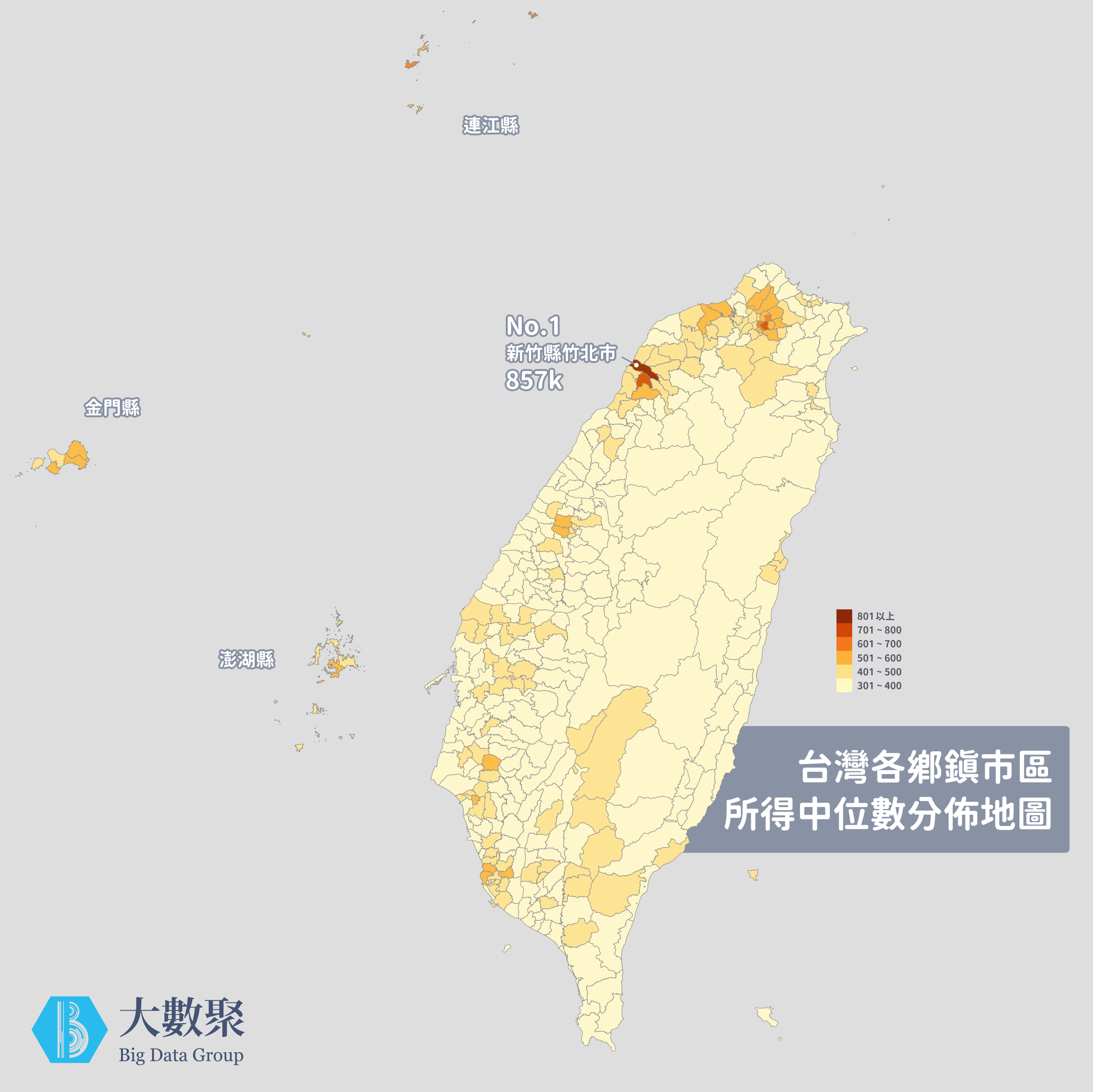 住對地方人生勝利組 全台鄉鎮市區前10大所得中位數北市只佔5區 大數聚big Data Group